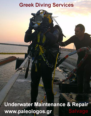 Diving Services in Greece - Greek Diving Services. Underwater Maintenance and Repair. Salvage 