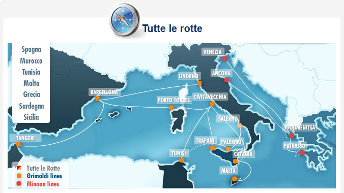 Per Grimaldi lines >> Italia, Spagna, Francia, Sicilia, Corsica, Malta, Tunisia. >>>  Clicca qui per procedere!