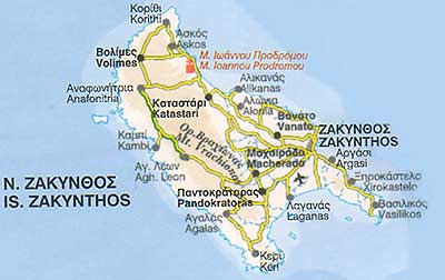 Map of Zakinthos island Greece - Ferries.gr - Greek islands ferry