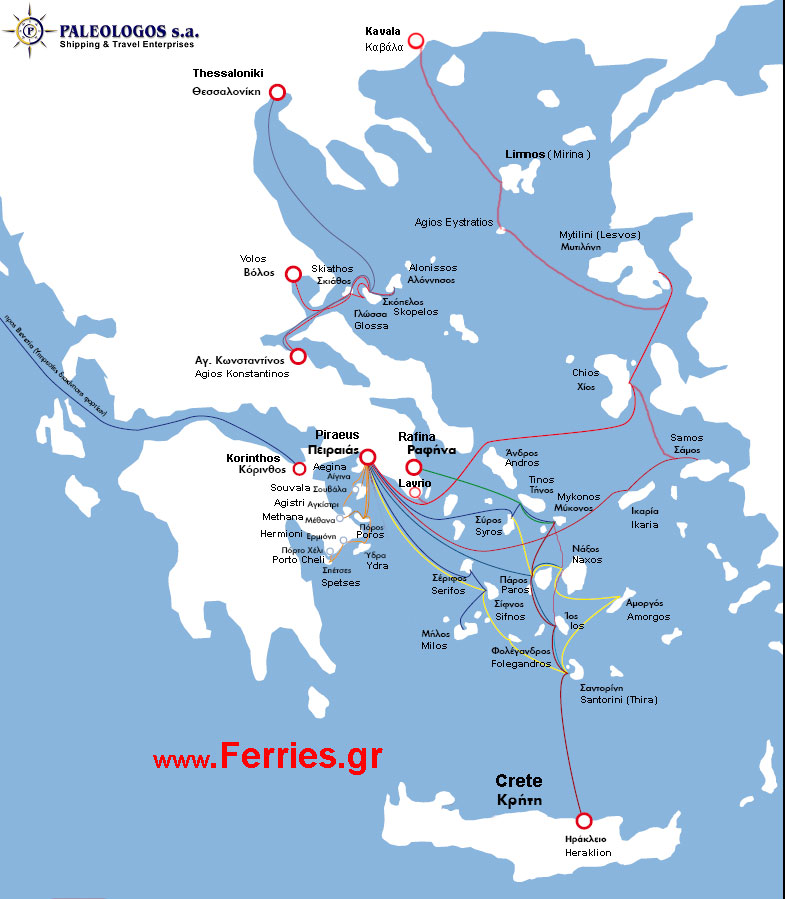 greek island ferry map Hellenic Seaways Routes Map greek island ferry map