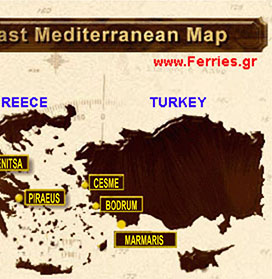 For all ferry schedules between >>Greek islands - mainland  << & >> Greece Turkey ferries <<  -  Click here to continue! 