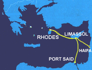 LOUIS Cruises service to Greece, Cyprus & Egypt. Louis cruises  from / to Greece ( Rhodes ),  Cyprus - Limassol and Egypt - Port Said.