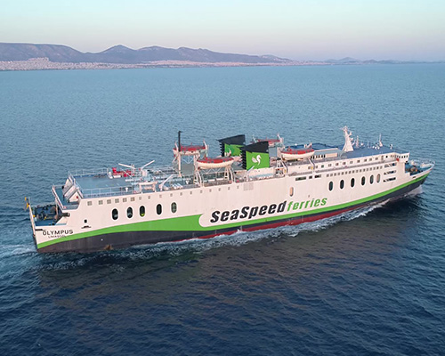 Sea Speed Ferries.  "F/B Olymbus" Piraeus (Athens) - Milos - Santorini - Rethymno (Crete)