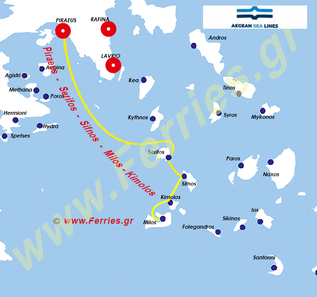 Aegean Sea Lines Route Map