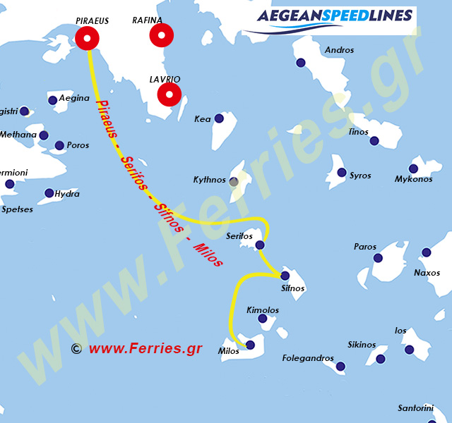 Aegean Speed Lines Χάρτης δρομολογίων