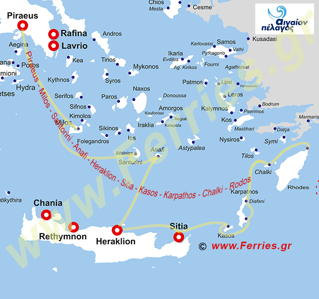 Aegeon Pelagos Sea Lines Route Map