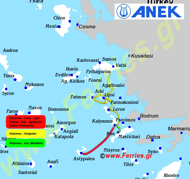 Ane Kalymnou Χάρτης δρομολογίων