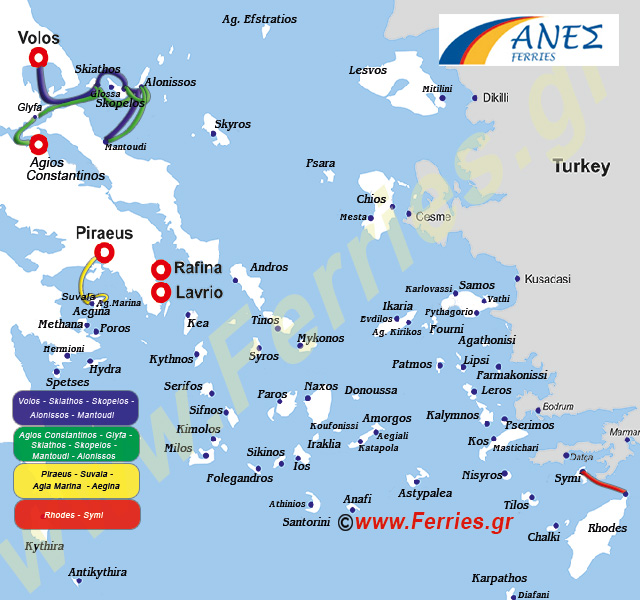 Anes Ferries Χάρτης δρομολογίων