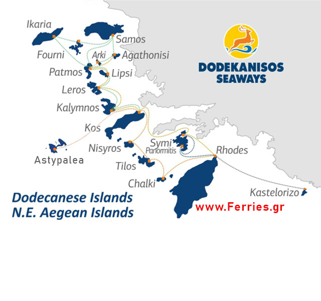 Dodekanisos Seaways Χάρτης δρομολογίων