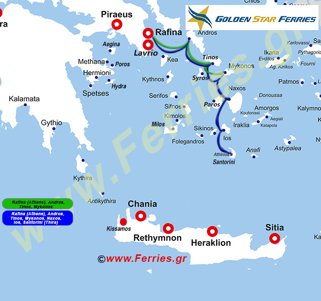 Golden Star Ferries Route Map