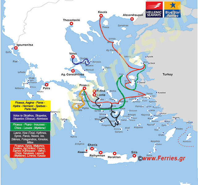 Hellenic Seaways Route Map