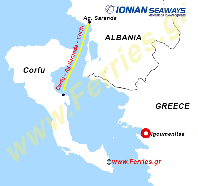Ionian Seaways Χάρτης δρομολογίων