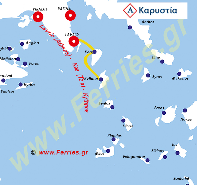 Karystia Lines Χάρτης δρομολογίων