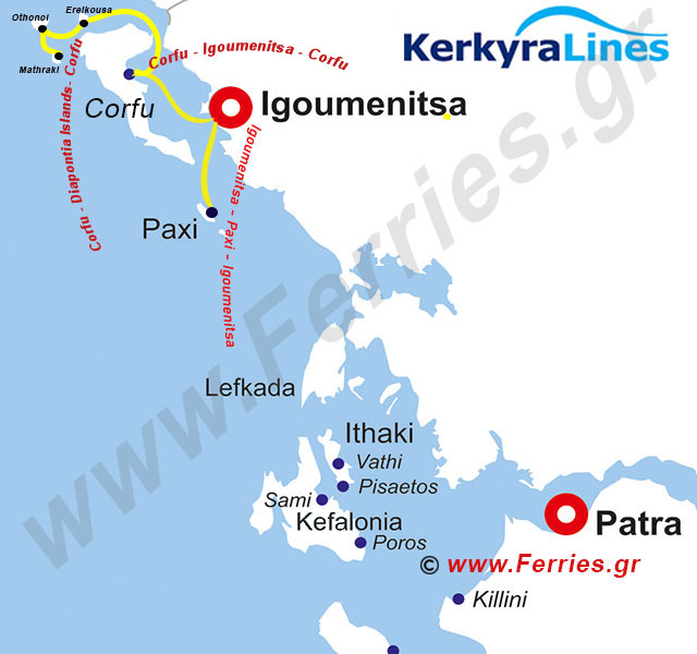 Kerkyra Lines Χάρτης δρομολογίων