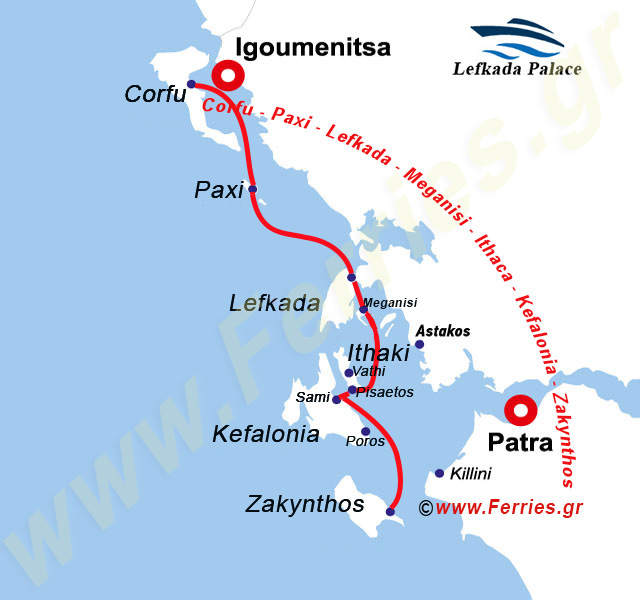 Lefkada Palace Route Map