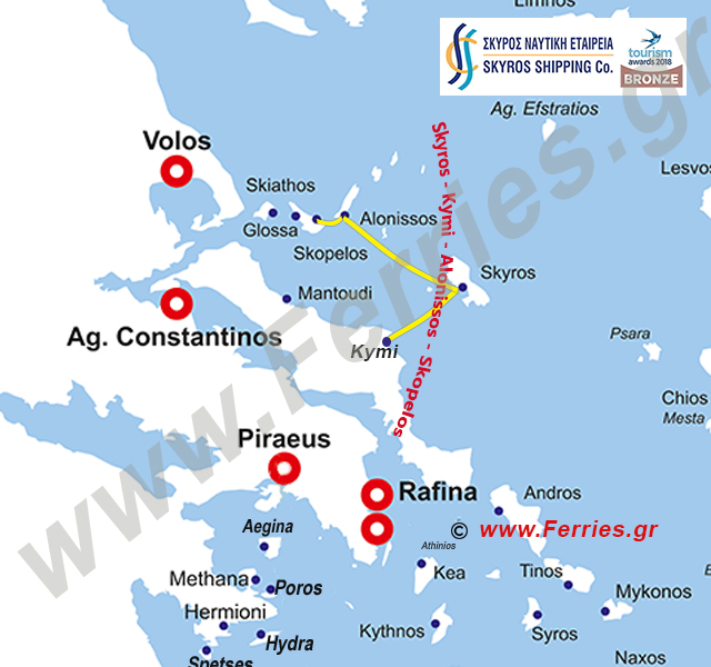 Skyros Shipping  Streckenkarte