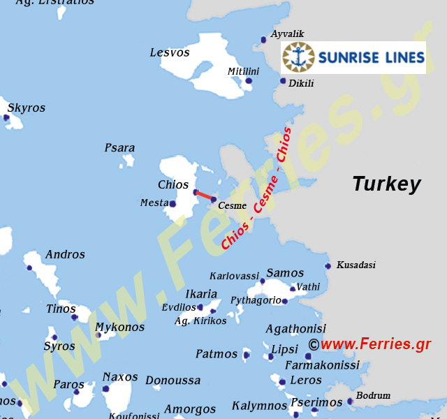 Sunrise Lines Χάρτης δρομολογίων