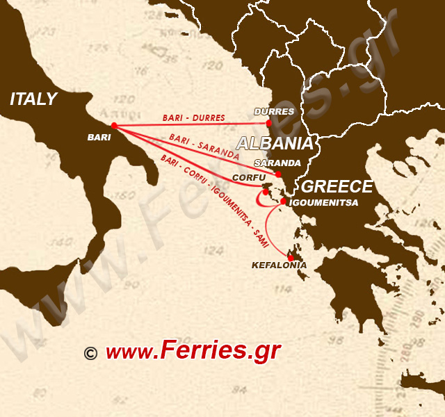 Ventouris Ferries Route Map